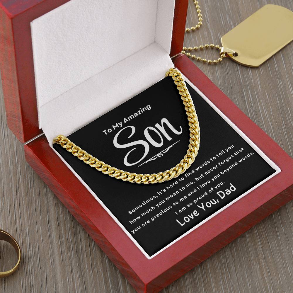 To Son, From Dad Blk| Cuban Necklace