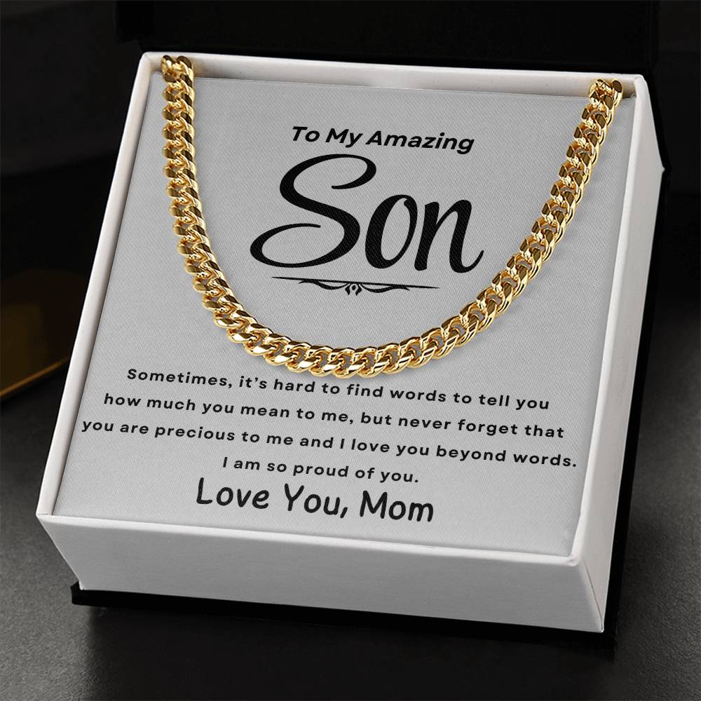 To Son, Love Mom| Cuban Necklace