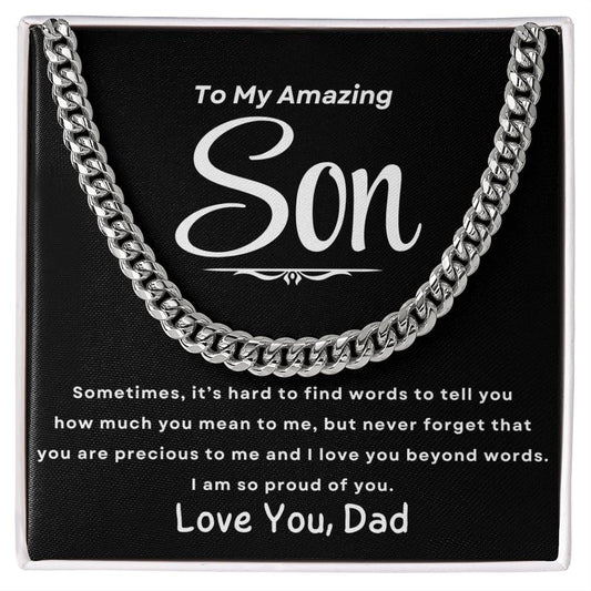 To Son, From Dad Blk| Cuban Necklace