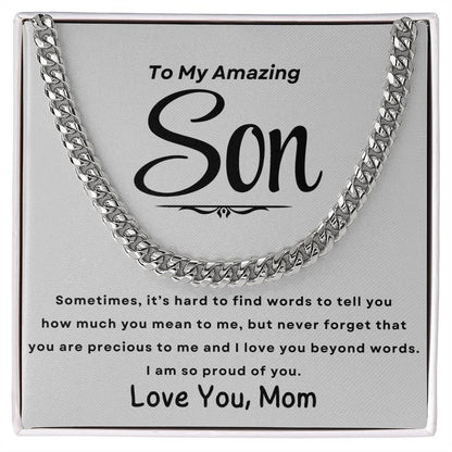 To Son, Love Mom| Cuban Necklace