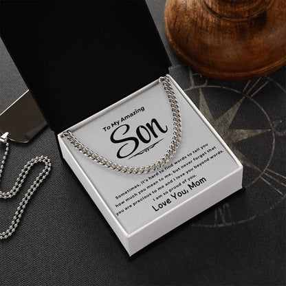 To Son, Love Mom| Cuban Necklace