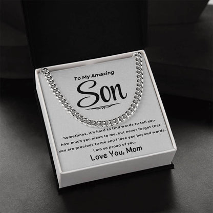 To Son, Love Mom| Cuban Necklace