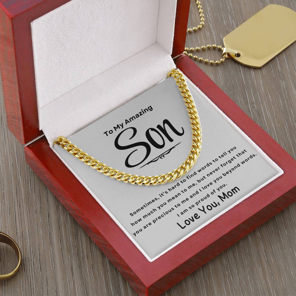 To Son, Love Mom| Cuban Necklace