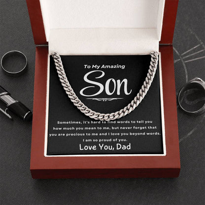 To Son, From Dad Blk| Cuban Necklace