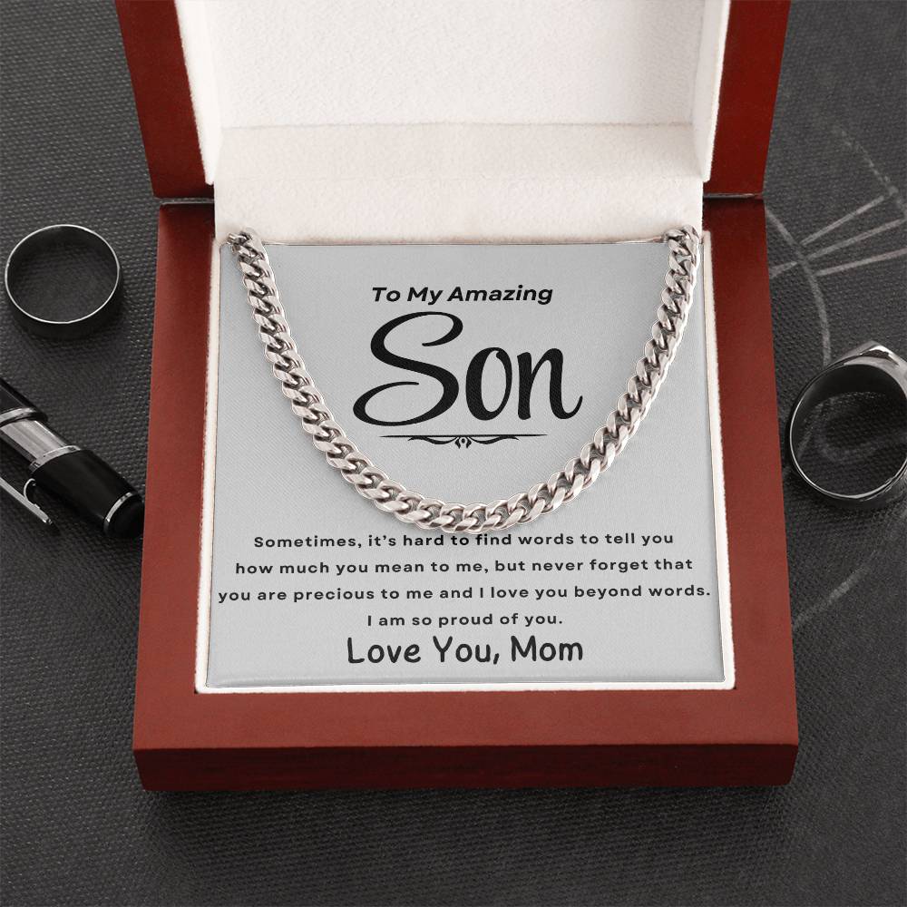 To Son, Love Mom| Cuban Necklace